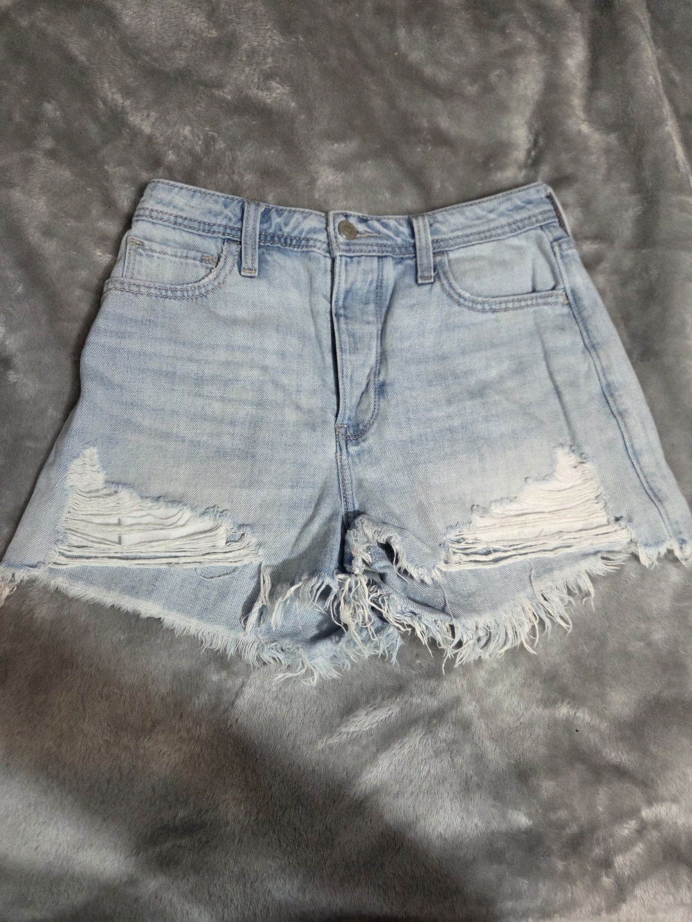Hollister Light Blue Distressed Denim Cutoff Shorts